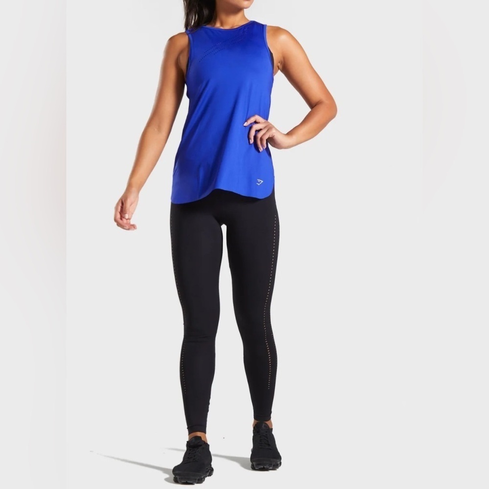 Gymshark Royal Blue Tank Top and Black Leggings